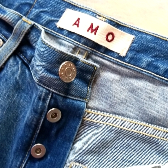 AMO BABE LACE UP Love Note Laces Ankle Ties Button Up High Anthro Denim Jeans 27 - Picture 10 of 16